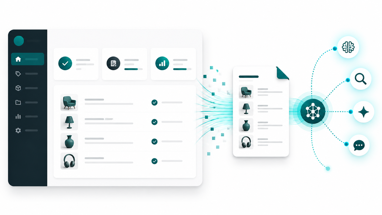GenScale AI Catalog dashboard preview showing AI catalog publishing for Shopify review.